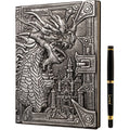 3D Faux-Leather Notebook - Journal - Silver Dragon