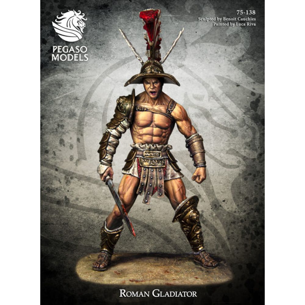 PREORDER Pegaso Models - Roman Gladiator 75mm on foot