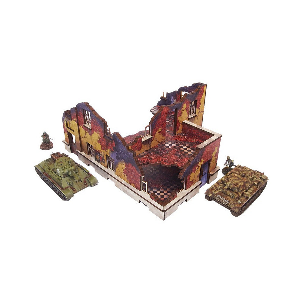 Micro Art Studio - WW2 Ostfront Stalingrad School Left (with balcony) (1) PREPAINTED [28mm/1:56]