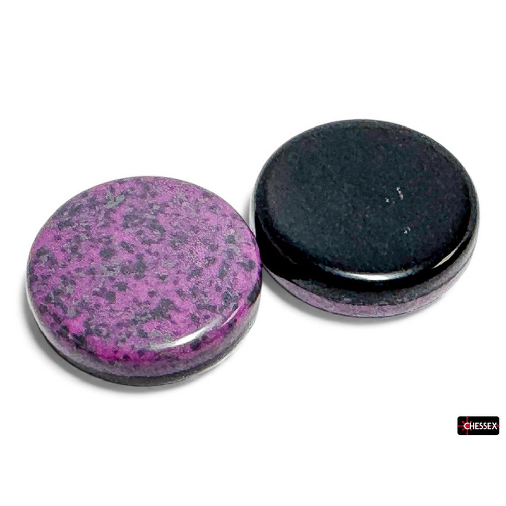 PREORDER CHX REV03 64 of Opaque Black & Speckled Hurricane 30mm Reversi Checkers in a bag