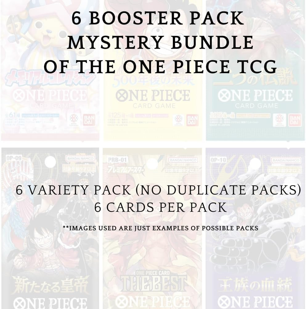 One Piece Japanese Booster Pack Bundle (6 Booster Packs + Sleeves)