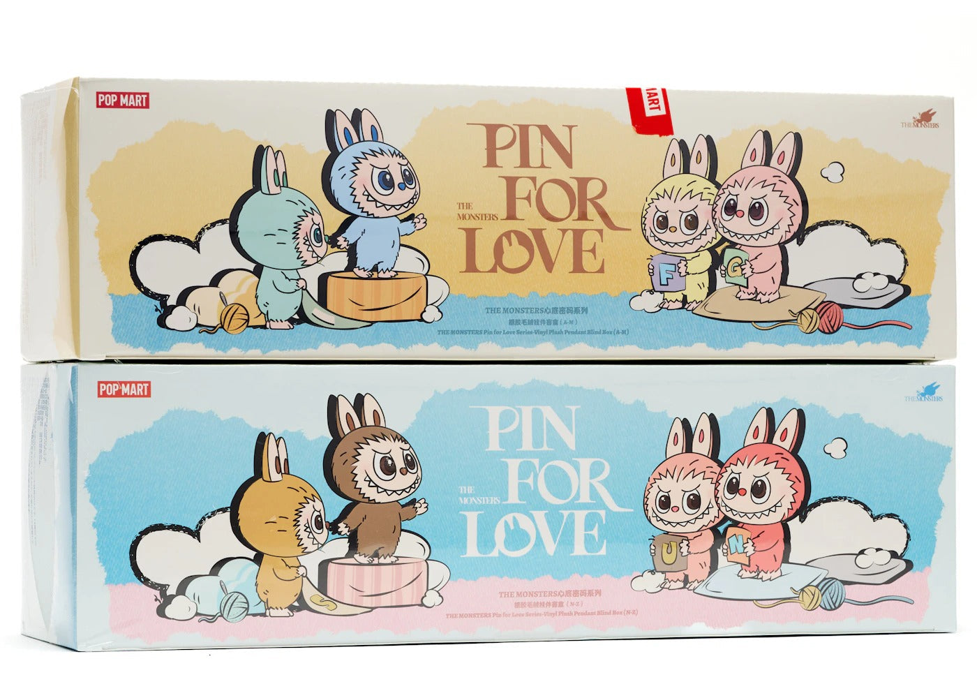 Labubu THE MONSTERS Pin For Love Plush Box A-M & N-Z Whole Box Authentic Pop Mart