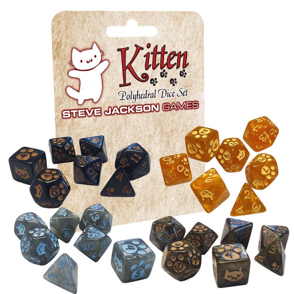 PREORDER Kitten Polyhedral Dice Set Orange